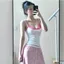 Thiết kế Mỹ Cảm giác mặc nhiều lớp Áo Vest màu tương phản Bộ đồ hai mảnh Nữ Hot Girl In chữ không tay Slim-fit Sli