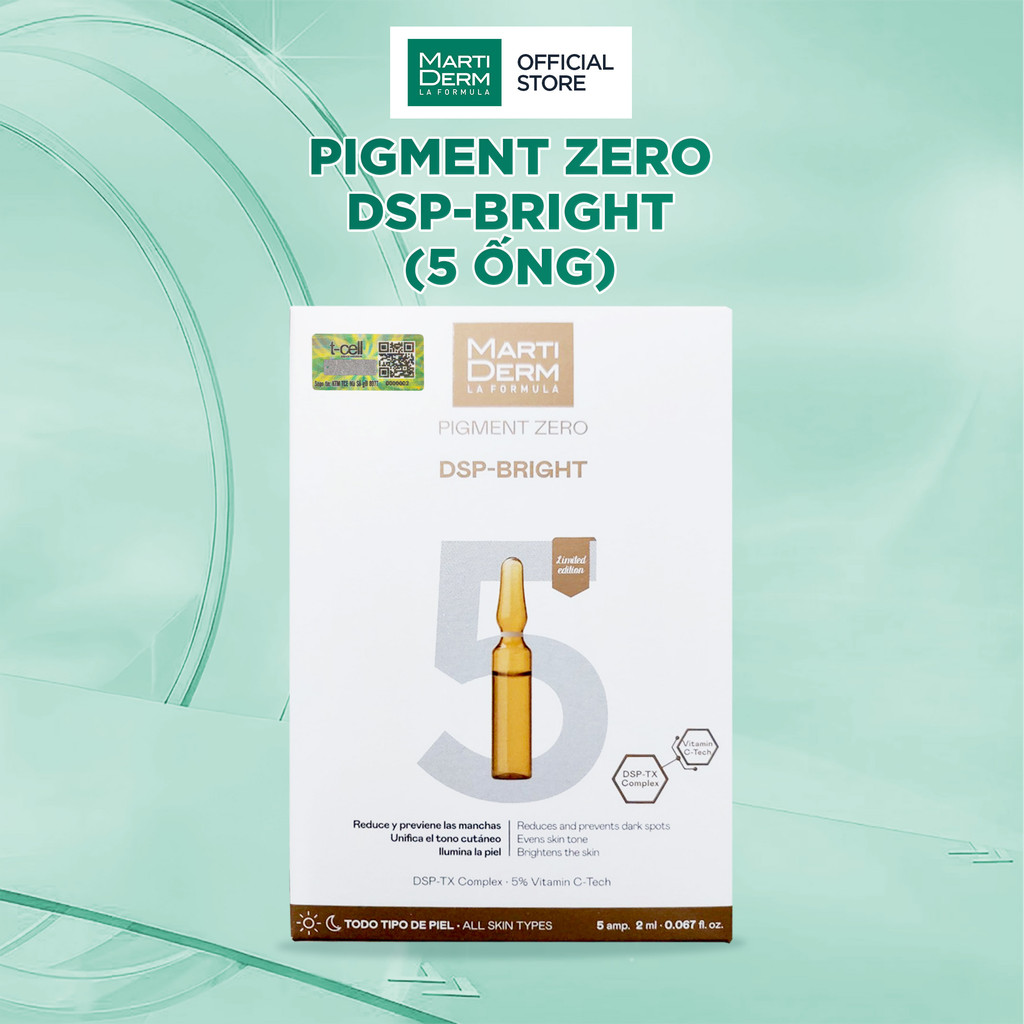 Hộp 5 ống Ampoule Dưỡng Sáng Da, Giảm Đốm Sắc Tố - MartiDerm Pigment Zero DSP Bright (5 ống x 2ml)
