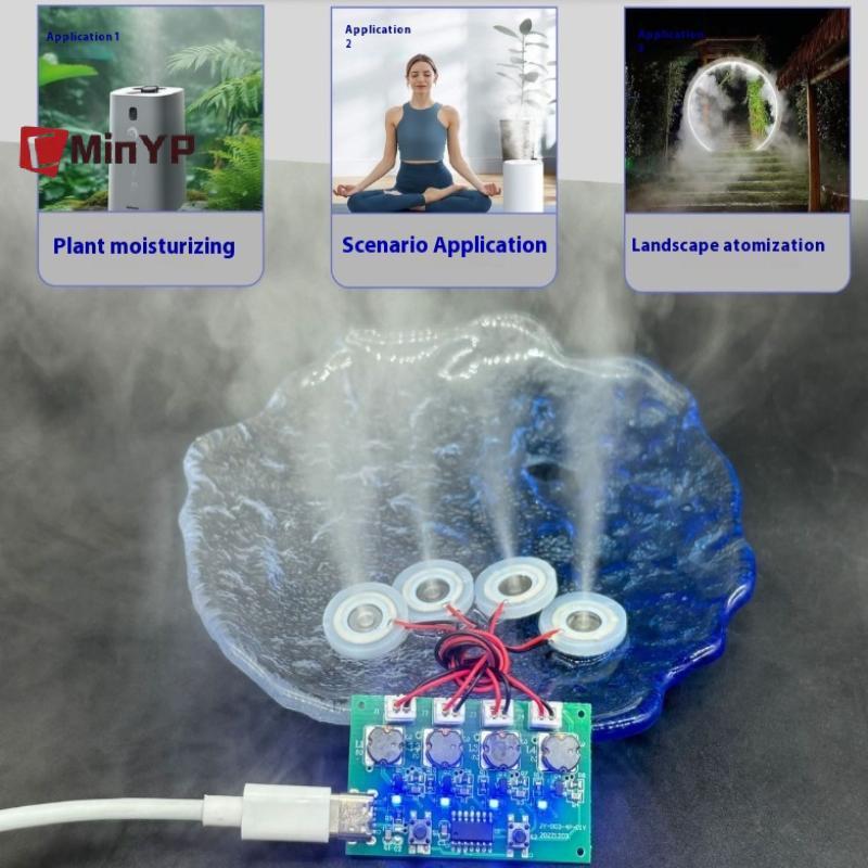 CMinYP Máy tạo độ ẩm bốn loại C USB Máy tạo độ ẩm Mini Bộ dụng cụ DIY Máy tạo sương mù và bảng mạch điều khiển Tấm phun sương có chân đế vinh quang
