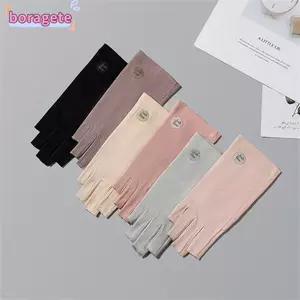 Găng tay chống nắng BORAGETE, Găng tay chống nắng co giãn bằng vải Cotton, Găng tay chống tia cực tím mỏng thời trang ngoài trời
