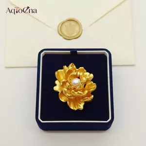AqToCna Hoa Mẫu Đơn Thổ Cẩm Pin 1 Cái Dành Cho Nữ Màu Vàng Thanh Lịch Cây Trang Sức Cho Lễ Kỷ Niệm Tập Hợp AqToCna