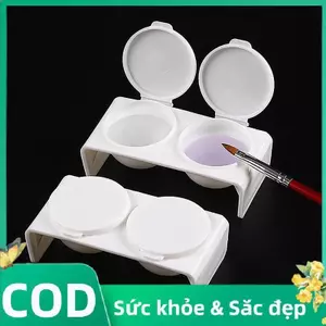 Trong Kho Trắng Nhựa Twin Cup Lỏng Dappen Món Ăn Với Nắp Đậy Cho Móng Tay Nghệ Thuật Bàn Chải Làm Móng Tay Cá Tuyết