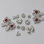 Set Charm Bướm Đỏ Ruby Đính Đá Cao Cấp Luxury Crystal Nơ Bạc Hoa Tuyết Cherry Smile Trang Trí Dép Sang Trọng