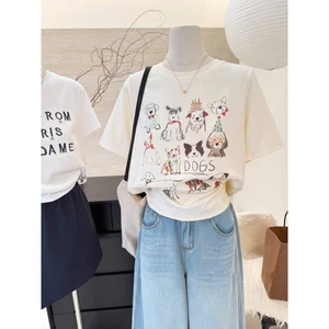 （Giao hàng 24h）Angela Áo thun nữ tay ngắn cổ tròn, áo phông ngắn tay chất cotton in hình thời trang.