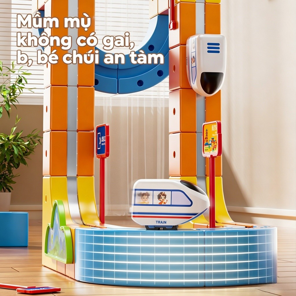 【🇻🇳Có sẵn kho】Đồ chơi xây dựng đường ray xe lửa từ tính, Bộ đường sắt điện DIY - Đồ chơi STEM giáo dục 3D dành cho trẻ em, Khối xây dựng sáng tạo, Ý tưởng quà tặng sinh nhật