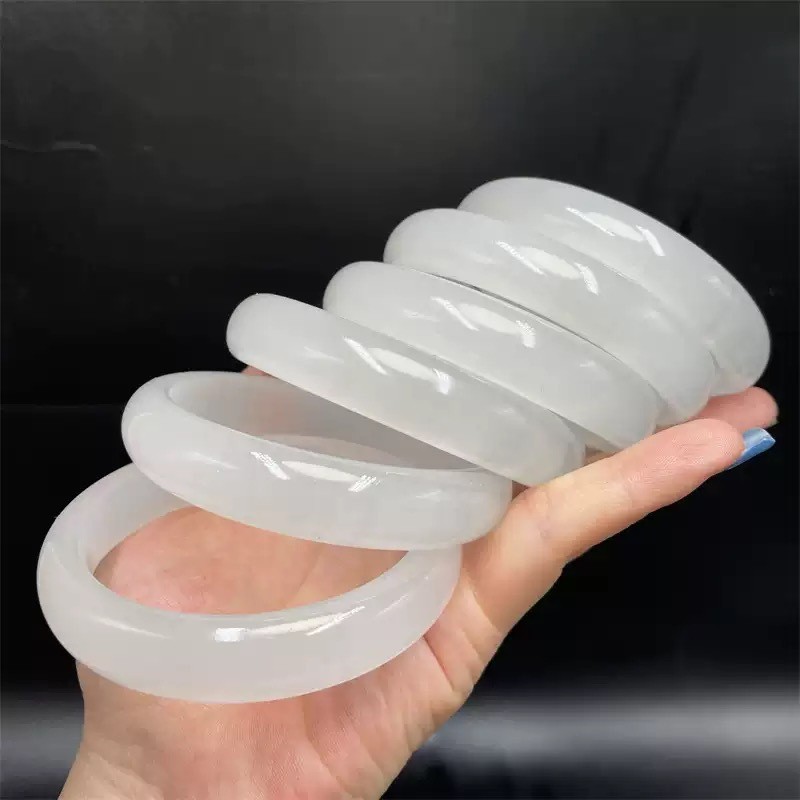Vòng tay đá mắt mèo trong suốt ánh trăng trắng chất lượng cao