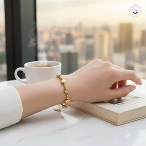 Vòng tay hạt hình ngôi sao Zircon mạ vàng 18K 18cm dành cho nữ