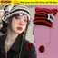 Mũ ác quỷ ngôi sao WOODNEST, Y2K Mũ beanie Y2K sọc dễ thương, Mũ nữ dệt kim Mũ beanie mùa thu đông