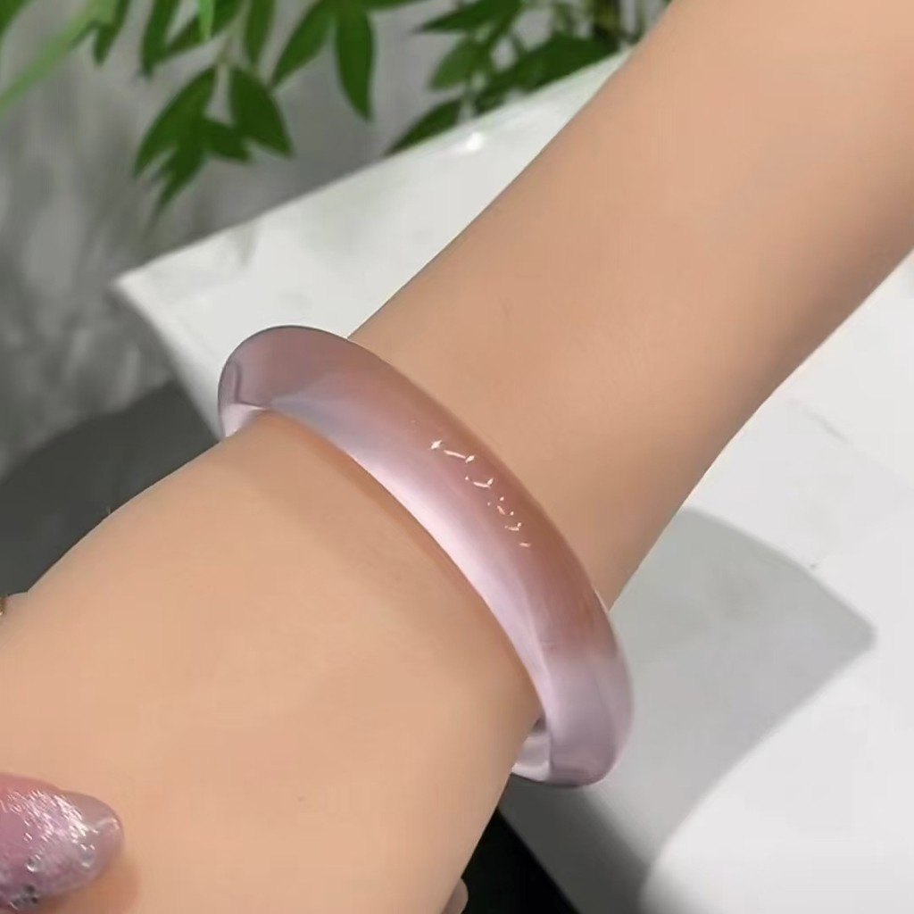 Vòng tay mắt mèo màu hồng cổ tích Băng cao tự nhiên