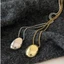 Vòng cổ Choker nữ PYCOU, Vòng cổ mặt dây chuyền kim loại hình học, Phụ kiện áo len dài hình bầu dục cỡ lớn cổ điển