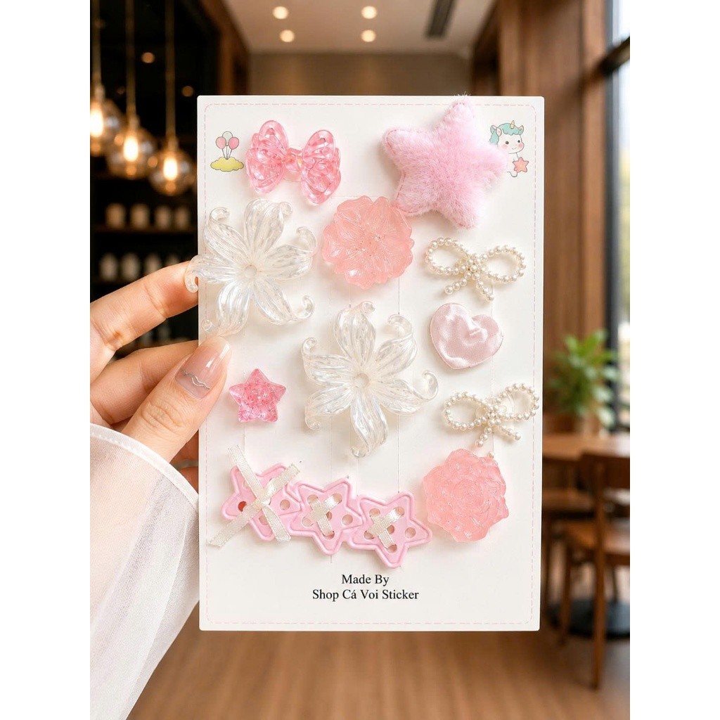 💜 Set Charm Resin Hồ Điệp Tử Đinh Hương Hoa Pha Lê Tím Ánh Ngọc Trái Tim Sao Trang Trí Dép Handmade Cao Cấp