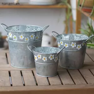 Chậu hoa sắt cổ điển Bình hoa để bàn Chậu hoa Chậu hoa Cây ban công Buet [VN]