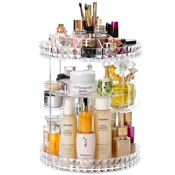 Hộp đựng mỹ phẩm xoay để bàn, hộp acrylic đựng son môi, cọ trang điểm, sản phẩm chăm sóc da, hộp đựng đồ trang điểm
