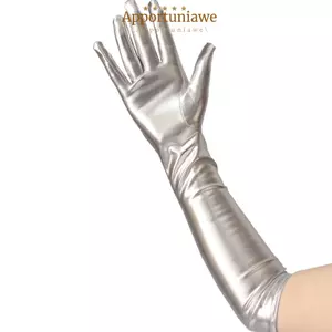 Găng tay câu lạc bộ IAPPORTUNIA, Găng tay da sáng dài / ngắn màu bạc vàng, biểu diễn sân khấu Gothic Găng tay nghi thức sáng bóng Halloween