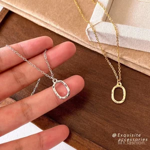Vòng cổ bánh rán hình bầu dục độc đáo bán chạy phong cách Hàn Quốc, Chuỗi xương đòn đơn giản sang trọng dành cho bé gái