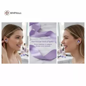 < WHPHous-t > Kẹp tai nghe hình nơ sáng bóng có thể tháo rời Phụ kiện tai thời trang Chống trượt cho tai nghe nhét tai cho bé gái Váy cưới khách mời đẹp