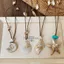 Vòng cổ sao biển IFANSIN, Vòng cổ đính cườm vỏ Bohemian, Vỏ sao biển màu vàng thời trang Dây sáp Chuỗi xương đòn Đi biển Kỳ nghỉ