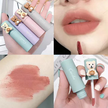 son bóng lì lâu trôi son bóng CUODUI Gấu Dễ Thương Nhung Matte Son Môi Matte Lip Glaze Dưỡng Ẩm Giá Rẻ Bóng Môi