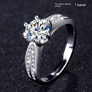 nhẫn đôi nam nữ nhẫn đôi Moissanite Sáu Móng Vuốt Một Carat Sterling Mạ Bạc 18K Nhẫn Bạch Kim Nữ Kim Cương Nam Cưới Cầu Hôn Cặp Đôi