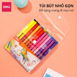 Bút Lông Màu Dạ Nước Fiber Pen Nét 1mm Deli - Màu Tươi Sáng, An Toàn, Không Tòe Ngòi, Tô Màu Vẽ