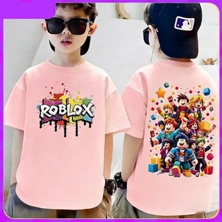 Áo phông mùa hè cho bé trai và bé gái in hình Roblox mát mẻ, được làm từ chất liệu cotton mềm mại, thoải mái