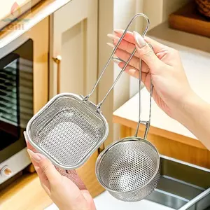Muỗng lọc lưới GILL, Dụng cụ nấu ăn Giỏ sôi lưới mịn, Tay cầm dài đa chức năng Dụng cụ nhà bếp nồi nóng bằng thép không gỉ có thể tái sử dụng