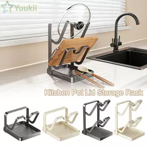 Giá để đồ nắp nồi nhà bếp YUUKII, Giá sắp xếp nắp nồi thẳng đứng thiết kế chữ U, Dễ dàng làm sạch Tiết kiệm không gian với khay nhỏ giọt Mặt bàn Giá đỡ nắp nồi Đồ dùng nhà bếp