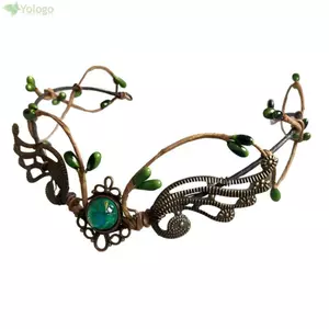 YOLOGO Elven Crown, Chủ đề phù thủy Vine Thiết kế Mũ đội đầu, Phụ kiện trang phục phong cách cô dâu Phụ kiện đám cưới Băng đô Gothic