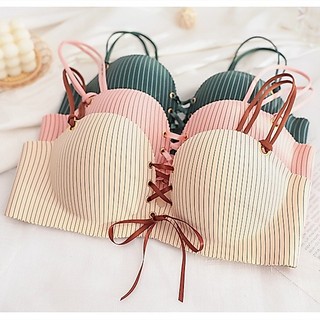 Áo Lót Nâng Ngực Không Gọng Họa Tiết Kẻ Sọc Gợi Cảm Cho Nữ