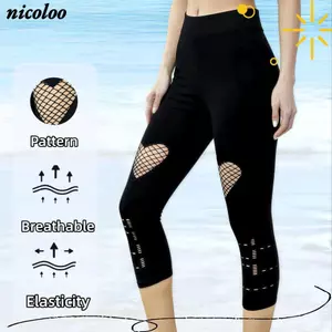 Quần legging lưới nữ NICOLOO, Quần lưới thời trang rỗng, Quần tập Yoga co giãn eo cao thoáng khí dành cho nữ