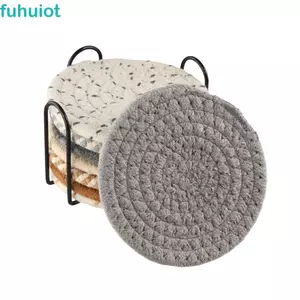 FUHUIOT 8 / 10 Chiếc Đế Lót Ly Uống Nước, Dây Cotton Tròn Dệt Trivet Placemats, Giữa Thế Kỷ Hiện Đại Chịu Nhiệt Chống Trơn Trượt Đĩa Ăn Bộ Thảm Để Bàn