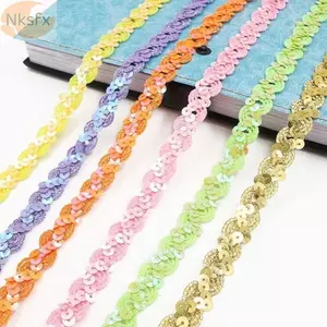 NKSFX Sequin Ren Bện Ban Nhạc, 15MM DIY May Ruy Băng, Phụ Kiện May Mặc 5 Sân Đầm Băng Cưới Trang Trí Đồ May Vá