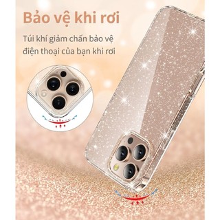 Ốp lưng OIie cho iPhone 17 16 15 14 13 12 11 Promax Plus chống sốc bảo vệ camera ốp điện thoại dẻo trong cho nữ GLITTER