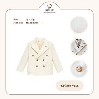 Set Vest Màu Kem KIMEE KIDS Cho Bé Trai Dự Tiệc, Sinh Nhật, Chất Liệu Thoải Mái, Từ 1-10 Tuổi Được Thiết Kế Bởi Kimee
