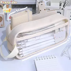 Túi đựng bút chì dung tích lớn trong suốt INS Style School Case Giá đỡ văn phòng phẩm Hộp đựng bút cầm tay chống nước Túi đựng bút chì ELWW