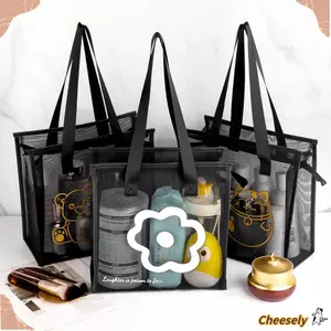 Túi giặt CHEESELY, có dây kéo Túi Tote đi biển, Túi đựng hoa bằng lưới Nylon di động dành cho nữ