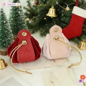 Túi đựng đồ trang sức BEABOUT, Túi đóng gói kẹo dây rút màu trơn, Túi dây rút nhung bằng da Tiệc cưới