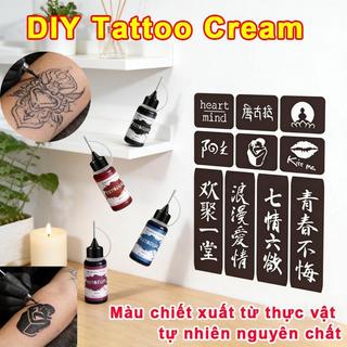 Mực xăm tạm thời tự làm, 4 màu có thể tái sử dụng, chống thấm nước, dễ sử dụng, màu sắc sống động, hình dán xăm tạm thời