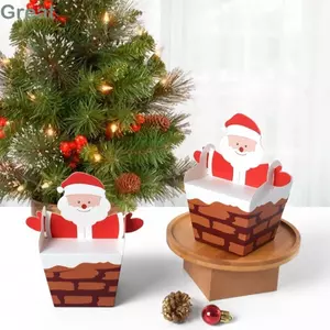 TUYỆT VỜI 10 Hộp Kẹo, Giấy Hộp Quà Giáng Sinh, Trang Trí Tiệc Hoạt Hình Ông Già Noel Vui Vẻ Chủ Đề Quà Giáng Tặng Bao Bì Túi Bánh Sô Cô La