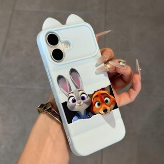 Ốp lưng tai mèo áo lông vũ Zootopia Judy Nick rách giấy chống sốc dễ thương hot cặp iPhone 16/17/15/14/13/12/11/X/XS Max