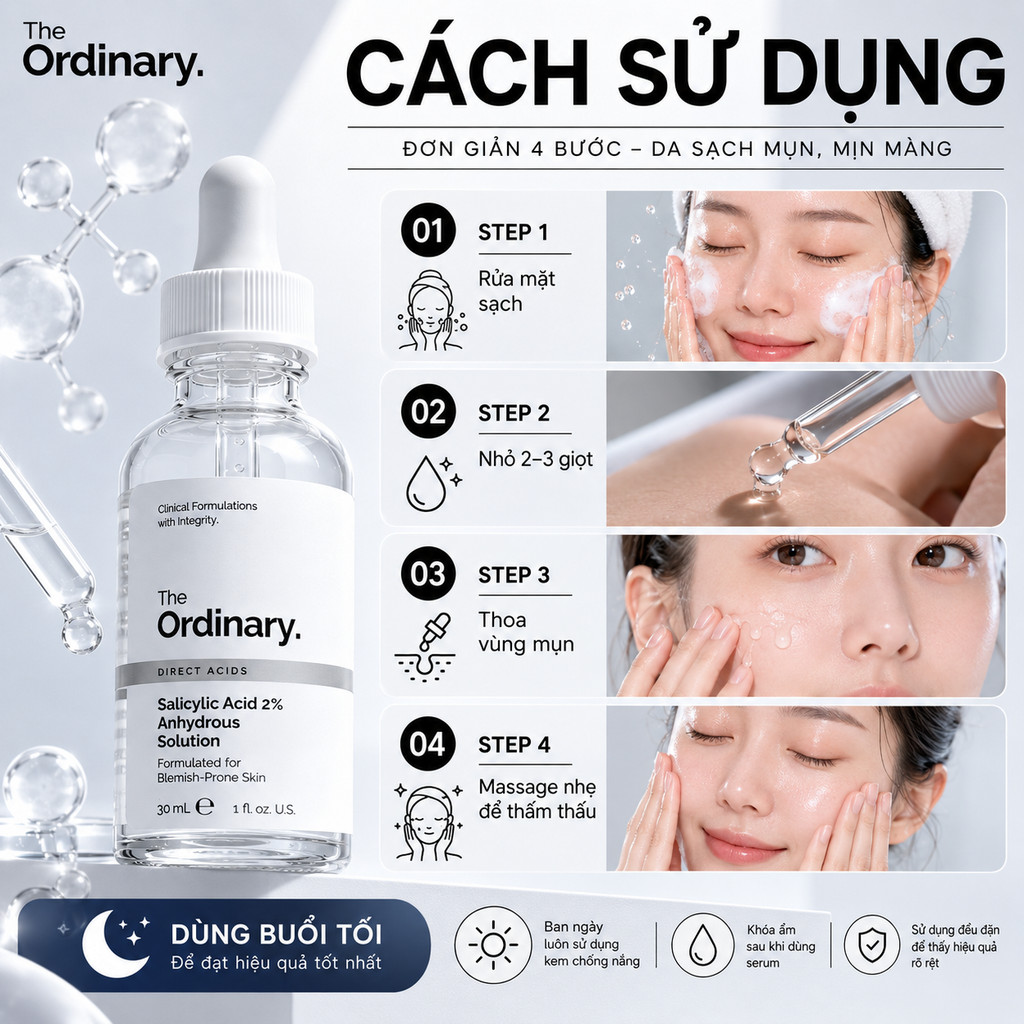 Serum The Ordinary Salicylic Acid 2% 30ml Trị Mụn Ẩn Mụn Đầu Đen Thu Nhỏ Lỗ Chân Lông