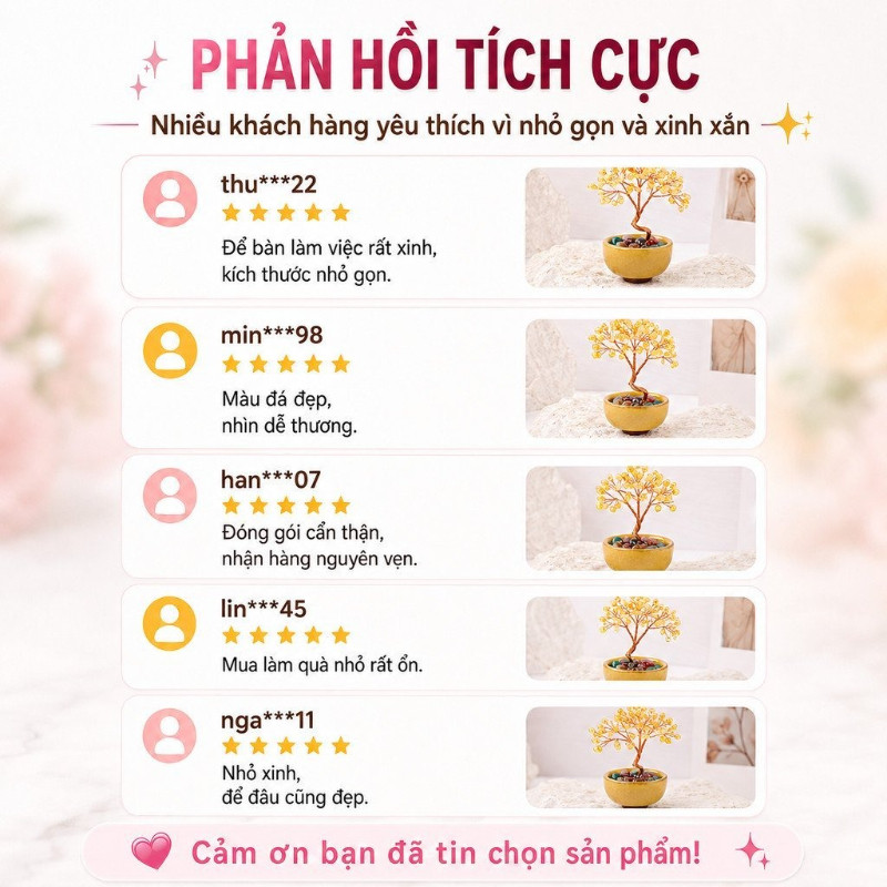 Cây Đá Thạch Anh Mini 18 Viên Trang Trí Bàn Làm Việc Kệ Sách Góc Trang Điểm Quà Tặng Nhỏ Cho Bạn Bè