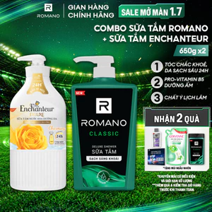 Sữa tắm nam Romano hương nước hoa Classic & Sữa tắm nước hoa Enchanteur Charming 650g