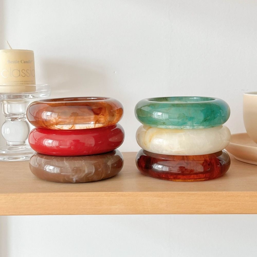MERIGGIARE Chunky Bangles, Vòng tay cổ tay rộng tròn đầy màu sắc, Vòng tay nhựa dày khuếch đại thanh lịch