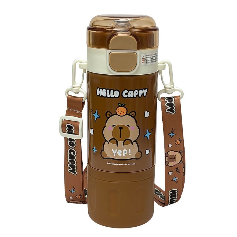 Chống Rò Rỉ Bền Bình Nước Dễ Thương Capybara Cốc Nước Inox Chân Không Cách Nhiệt Chai kapibara Tumbler Trường Cốc Quà Tặng