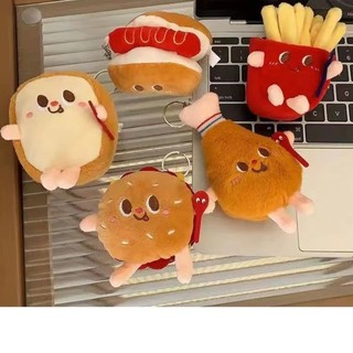 1 Chiếc Kawaii Thực Phẩm Bánh Mì Hamburger Hot Dog Pháp Khoai Tây Chiên Sang Trọng Búp Bê Nhồi Bông Mềm Sang Trọng Mặt Dây Chuyền Móc Khóa Cho Trẻ Em Quà Tặng Đồ Chơi