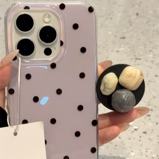 Ốp Điện Thoại Thích Hợp Cho iPhone Màu Tím Đáy Đen Chấm Bi Phong Cách Hàn Quốc 17 / 16 / 15promax / 14 Phong Cách Mới 13 / 12 / 11pro Niche xsmax / xr Sáng Tạo Chống Sốc Lỗ Lớn Bao Gồm Tất Cả Vỏ Bảo Vệ DXKW