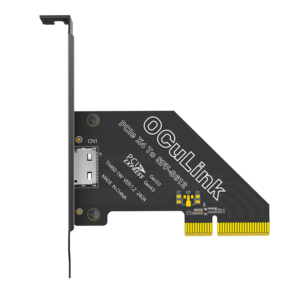 Thẻ chuyển đổi JMT PCI-E 4.0 1X / 4X sang Oculink SFF-8611 / 8612 với vách ngăn dài 120mm Chuyển đổi thành SSD SFF-U.2