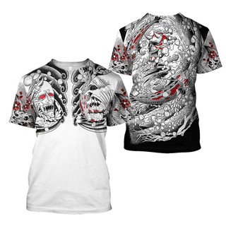 Mới Nhật Bản Samurai Hannya Oni Mặt nạ Rắn Họa Tiết 3D In Áo nam Nữ Áo Sơ Mi Tay Ngắn Quá Khổ Tee Top Kid