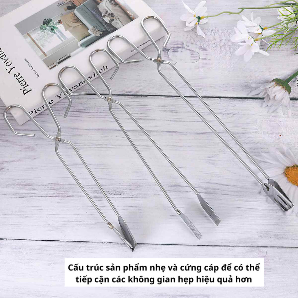 M7 Kẹp Gắp Rác Dã Ngoại Chất Liệu Thép Không Gỉ Tiện Lợi, Kẹp Gắp Than Nướng BBQ Cắm Trại, Camping